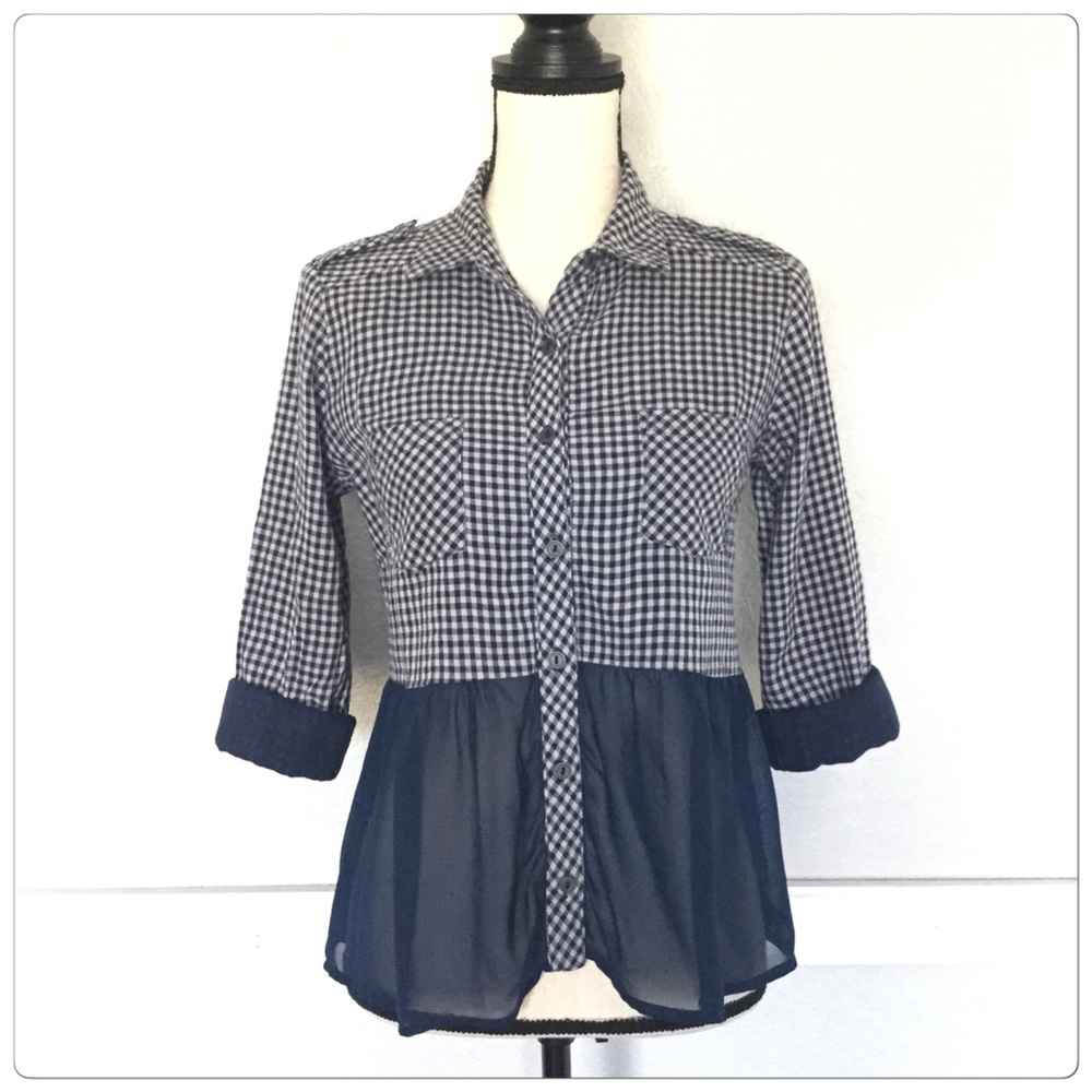 Blue Shirt Whit Half Chiffons